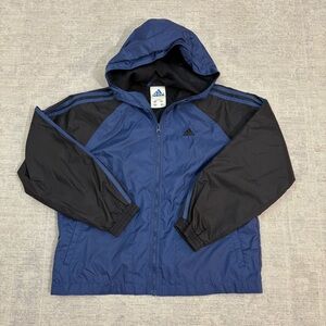 Vtg Y2K Adidas Zip Nylon Track Jacket Windbreaker Kids Boys Size Medium Striped